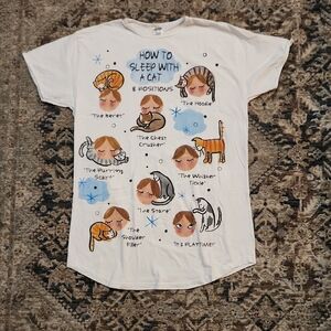 Rel-e-vant How to sleep with a cat night shirt Cotton Pajamas